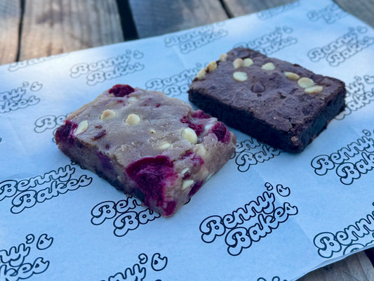 Handmade Chocolate Brownies and White Chocolate and Raspberry Blondies